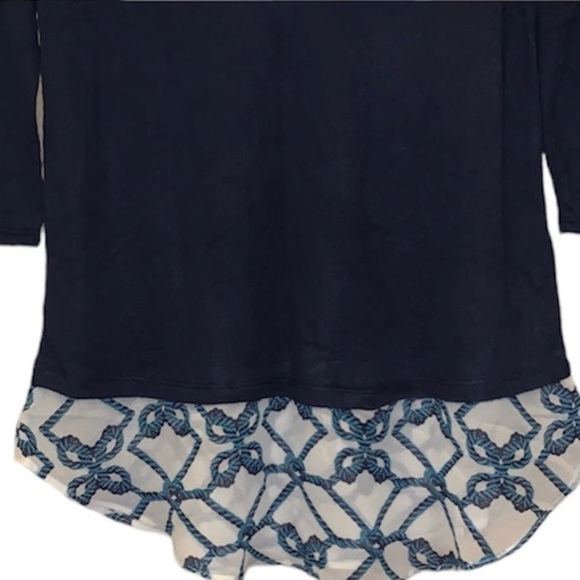 CHARMING CHARLIE 3/4-Sleeve Navy White Nautical Layer Tunic Top Women’s S - Picture 3 of 11